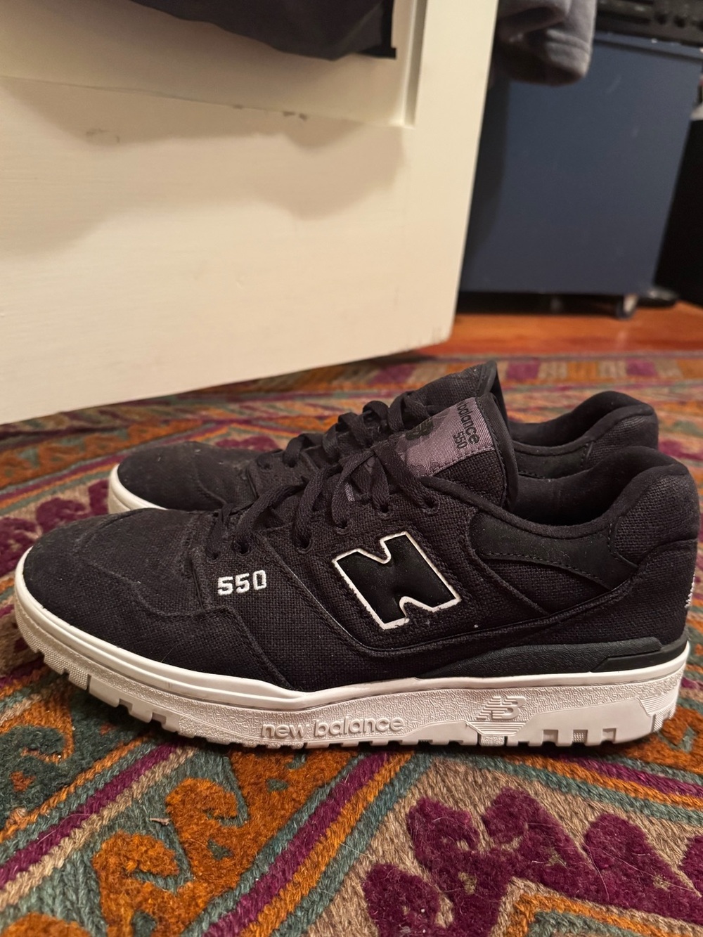 New Balance Black and White 550 Low-Top Sneakers